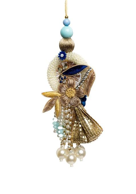 Unisex Set Of 2 Floral Stone Studded Bhaiya Bhabhi Rakhi Gift Set