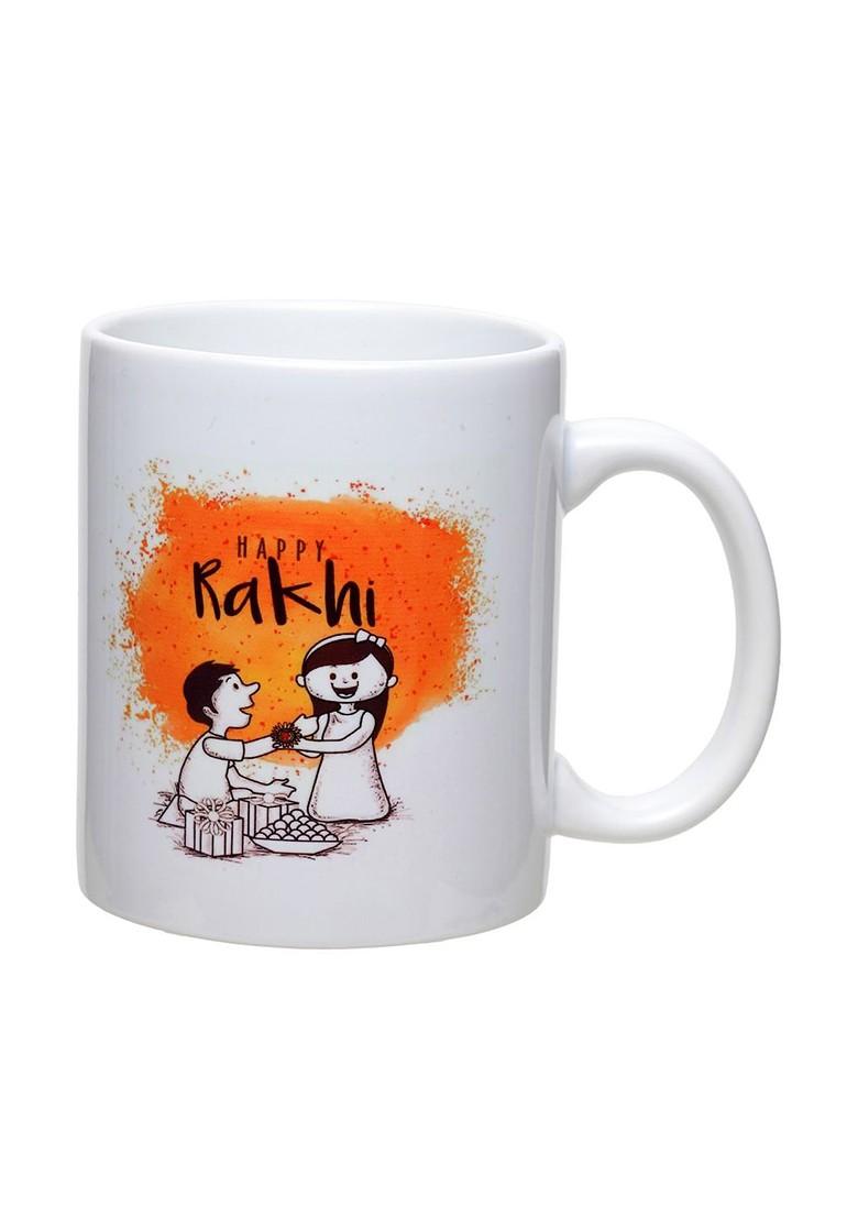 Gold Plated Krishna Thread Rakhi With Mug And Roli Chawal - Indya