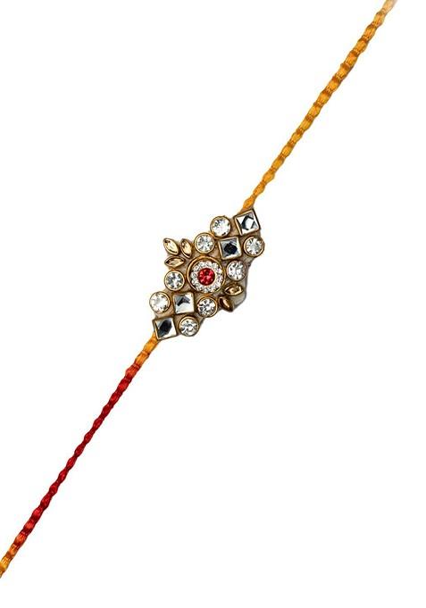 Gold Plated Stone Studded Rakhi Gift Set