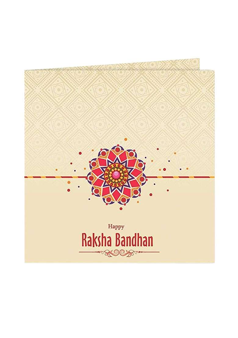 Butterfly Charm Beaded Rakhi Greeting Card And Roli Chawal Card Brother Gift Set - Indya