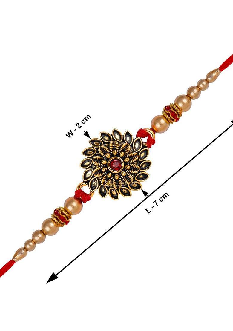 Set Of 2 Rakhi For Bhaiya And Roli Chawal Card Pooja Thali Gift Set - Indya