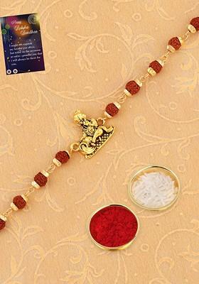 Pack Of 2 Rakhi For Bhabhi Bhaiya With Roli Chawal Card Pooja Thali Gift Set