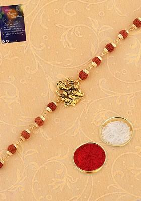 Set Of 2 Rakhi For Bhaiya And Roli Chawal Card Pooja Thali Gift Set Box