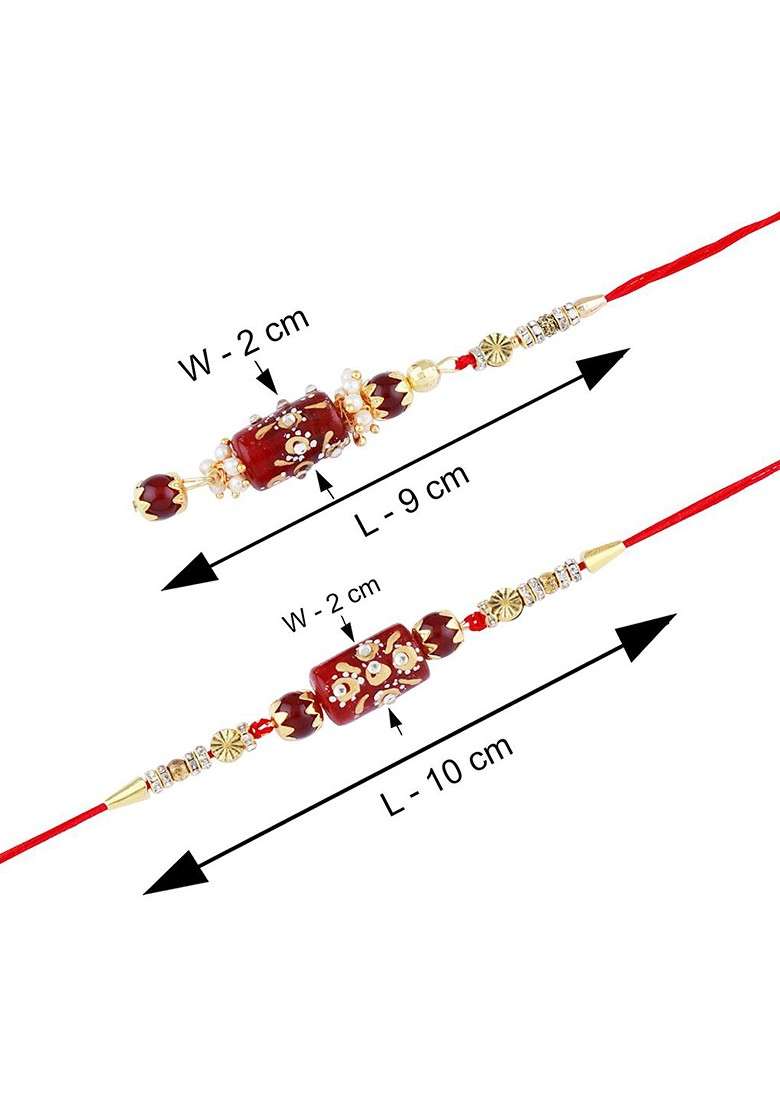 Pack Of 2 Rakhi For Bhabhi Bhaiya With Roli Chawal Card Pooja Thali Gift Set - Indya