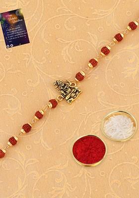 Set Of 2 Rakhi For Bhaiya And Roli Chawal Card Pooja Thali Gift Set Box