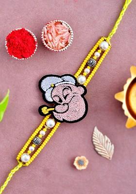 Unisex Set Of 3 Beaded Woven Knitted Popeye Rakhi Gift Set