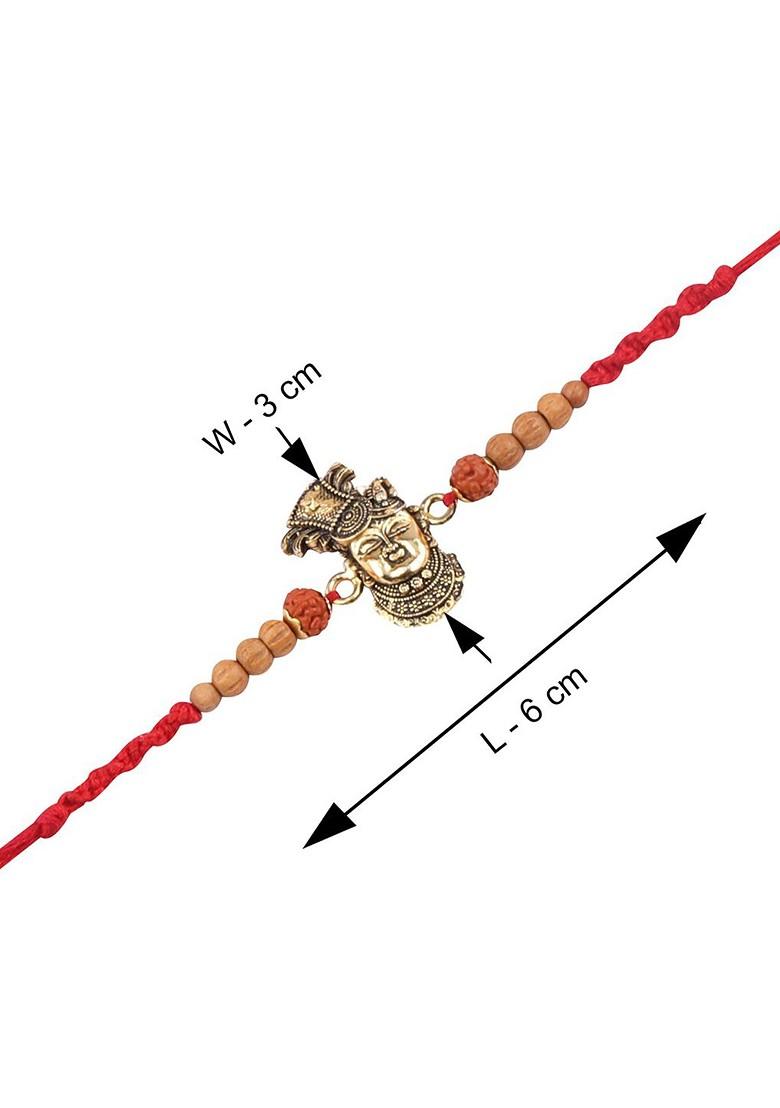 Set Of 2 Rakhi For Bhabhi Bhaiya Roli Chawal And Greeting Card Pooja Thali