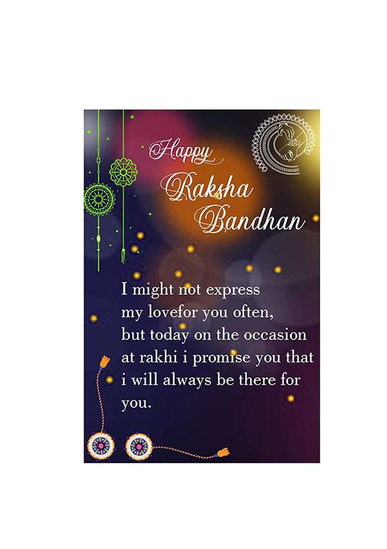 Set Of 2 Rakhi For Bhabhi Bhaiya Roli Chawal And Greeting Card Pooja Thali - Indya