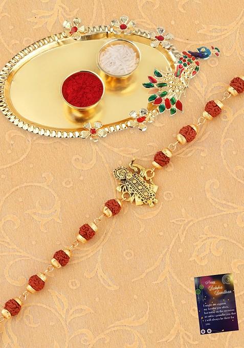 Unisex Set Of 3 Rakhi With Roli Chawal Set