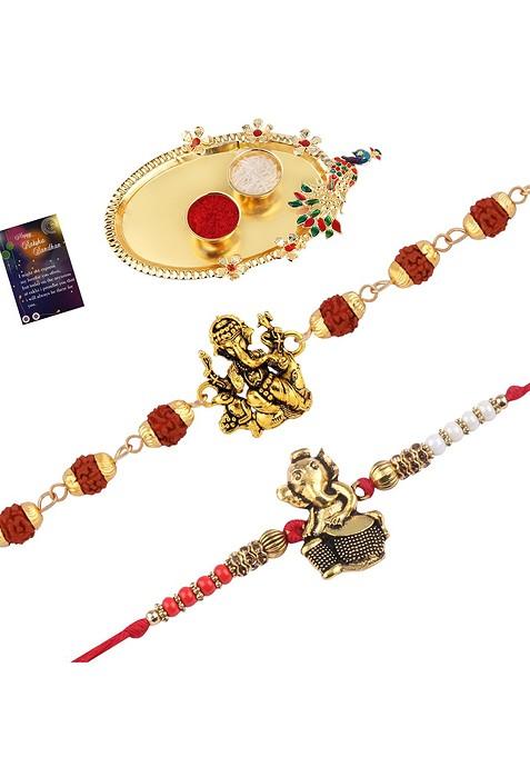 Set Of 2 Beaded Rakhi Gift Set