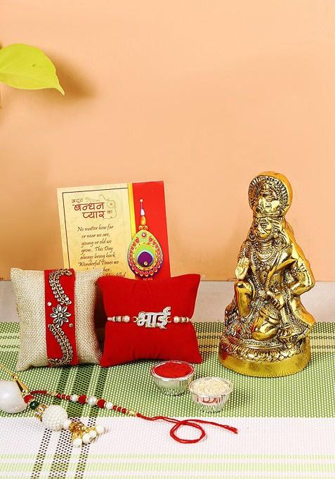 Set Of 4 Rakhi With Hanuman Idol