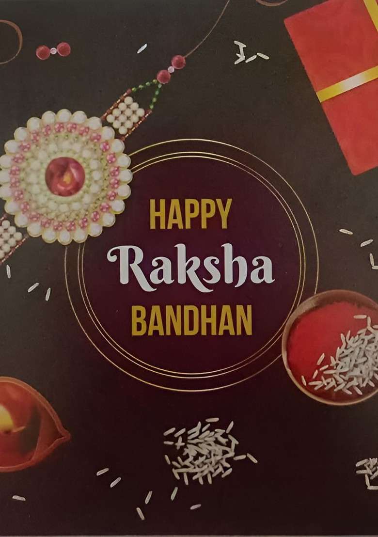 Stones Studded And Beaded Rose Design Rakhi With Card And Magnet Gift Set - Indya