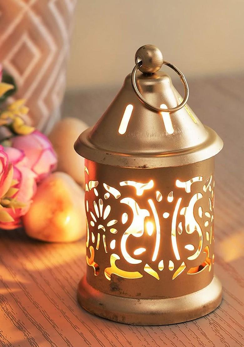 5 Pcs Hanging Lantern With Greeting Card And Roli Chawal Rakhi Gift Set - Indya