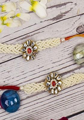 6 Pcs Stone Studded Rakhi Ganesha Idol Greeting Card And Roli Chawal