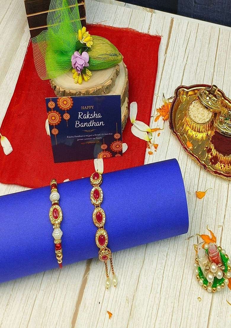 5Pcs Rakhi And Lumba Rakhi Gift Set - Indya