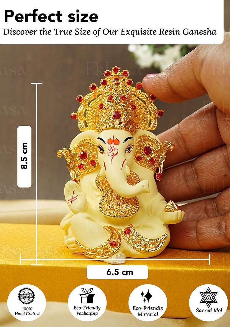 Set Of 3 Kundan Studded Bhaiya Bhabhi Rakhi With Ganesha Idol - Indya
