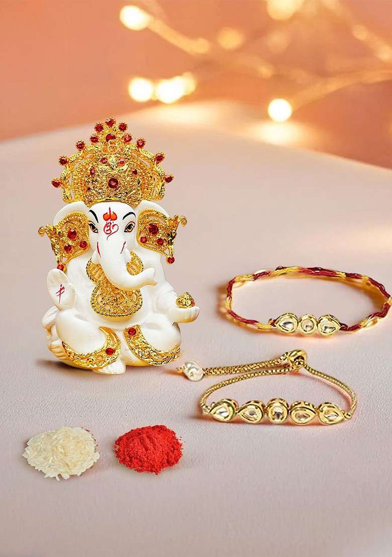Set Of 3 Bhaiya Bhabhi Rakhi Gift Set - Indya