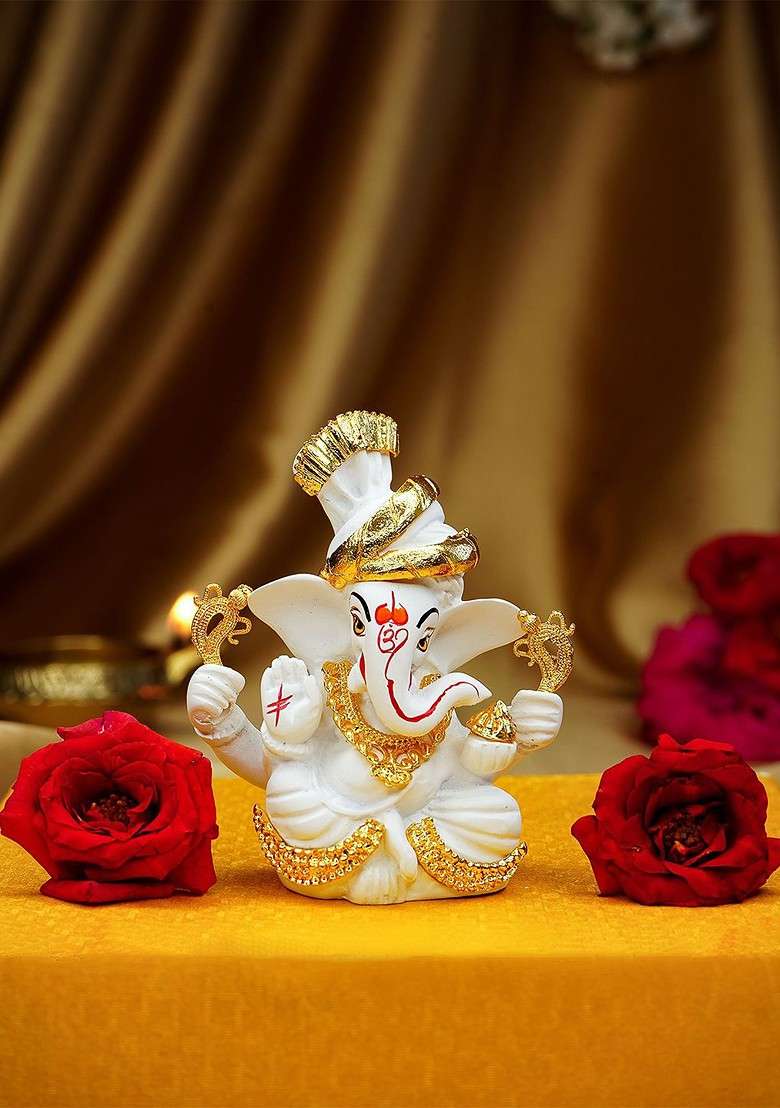 Set Of 2 Stone Studded Brother Sister Rakhi With Ganesha Idol - Indya