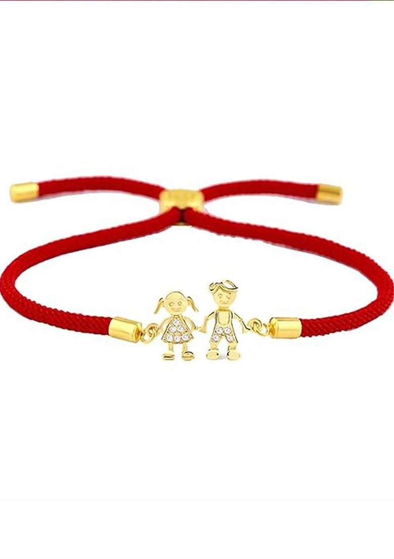 Set Of 2 Stone Studded Brother Sister Rakhi With Ganesha Idol - Indya