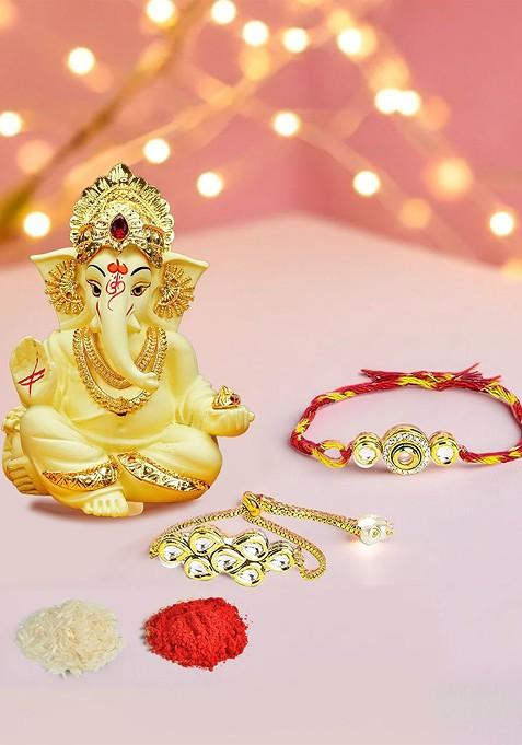 Set Of 2 Bhaiya Bhabhi Rakhi With Ganesha Idol