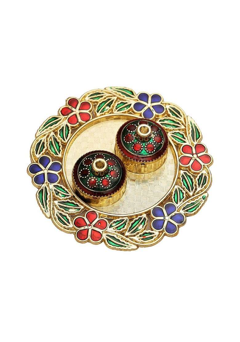 Set Of 2 Beaded Bhaiya Bhabhi Rakhi With Pooja Thai And Roli Chawal - Indya