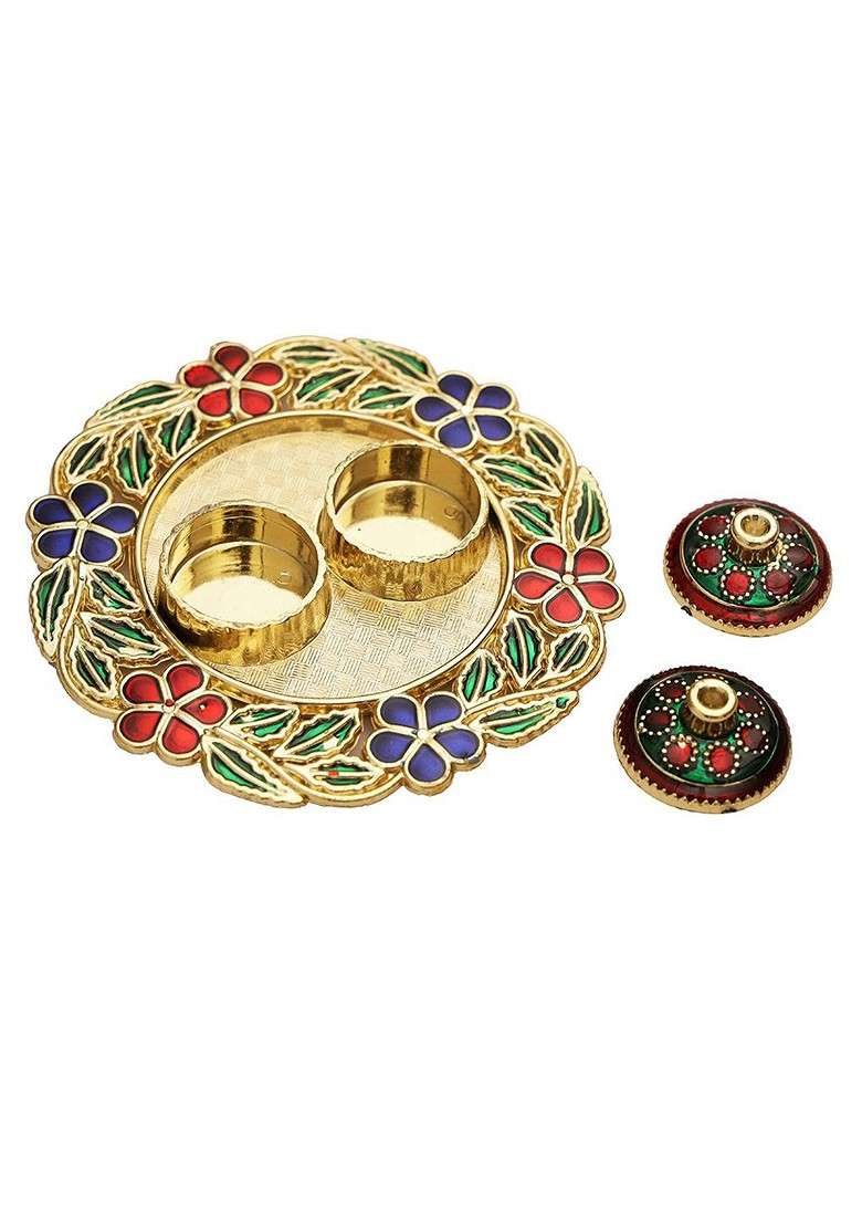 Set Of 2 Beaded Bhaiya Bhabhi Rakhi With Pooja Thai And Roli Chawal - Indya