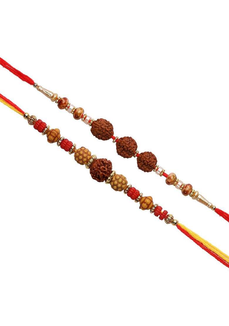 Set Of 2 Rakhis With Pooja Thali And Roli Chawal Gift Set - Indya