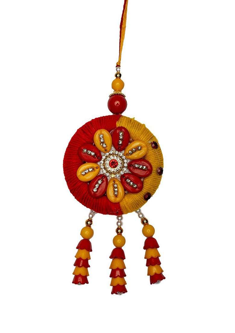 Set Of 2 Gold Plated Stone Studded Bhaiya Bhabhi Rakhi Gift Set - Indya