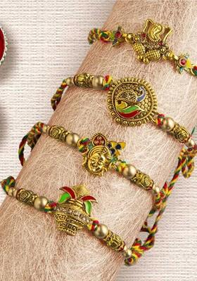 Set Of 4 Designer Rakhi Gift Set