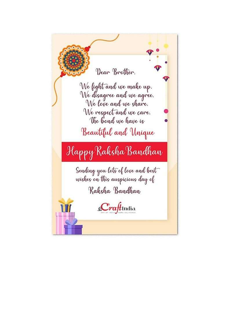 Set Of 4 Rakhi With Roli Chawal And Lord Ganesha Idol Greeting Card Gift Set - Indya