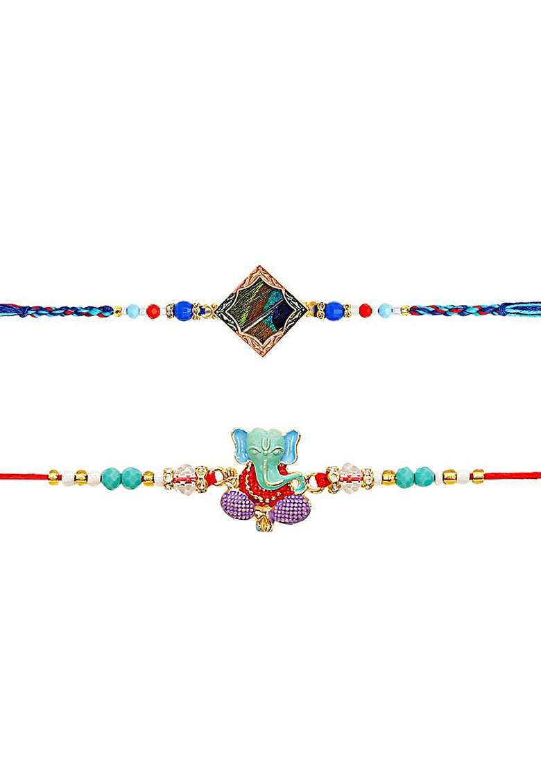 Set Of 2 Rakhi With 1 Watch 1 Perfume And Hamper Gift Box - Indya