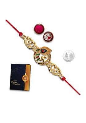 Rakhi Roli Chawal Coin And Greeting Card Rakhi Gift Set
