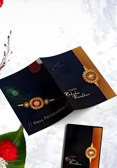 Rakhi Combo With Roli Chawal Coin And Greeting Card