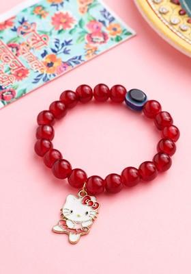 Kids Cartoon Design Maroon Artificial Beads Thread Rakhi With Roli Chawal