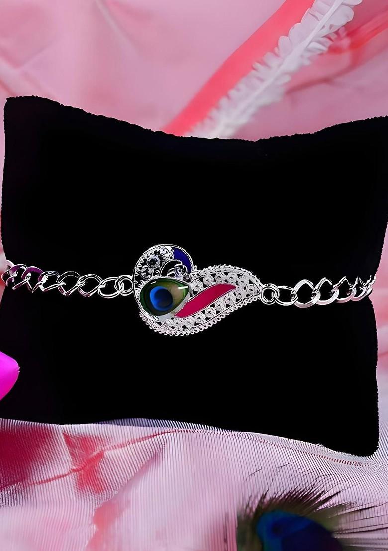 Rakhi Combo For Brother With Dish Pooja Coin Roli Chawal And Greeting Card