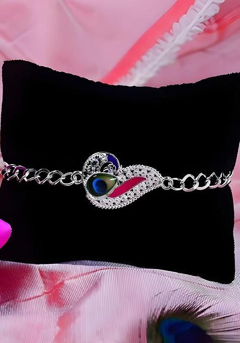 Rakhi Combo For Brother With Dish Pooja Coin Roli Chawal And Greeting Card