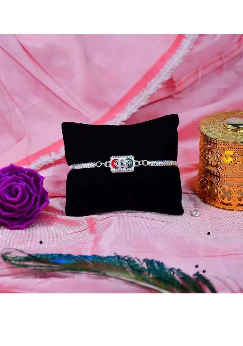 Rakhi Gift Set With Roli Chawal Greeting Card And Coin - Indya