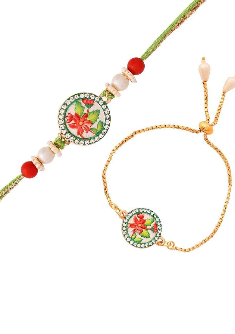4 Pcs Bhaiya Bhabhi Rakhi With Fridge Magnet And Roli Tilak - Indya