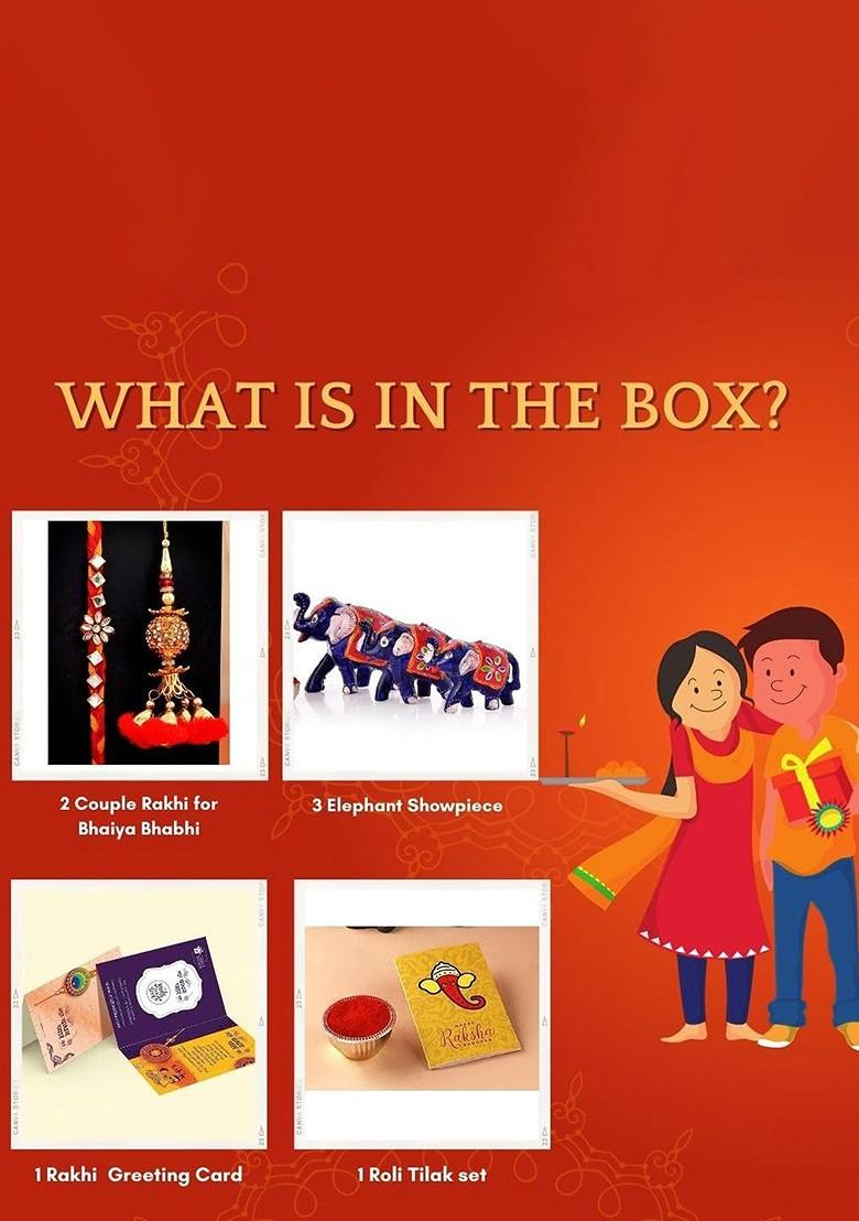 7 Pcs Rakhi With Showpiece And Tilak With Greetingcard