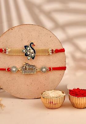 5 Pcs Mugs With Greeting Card And Roli Chawal Rakhi Gift Set