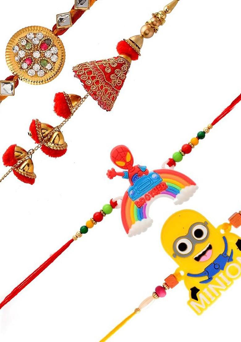 7 Pcs Rakhi With Showpiece And Tilak With Greetingcard