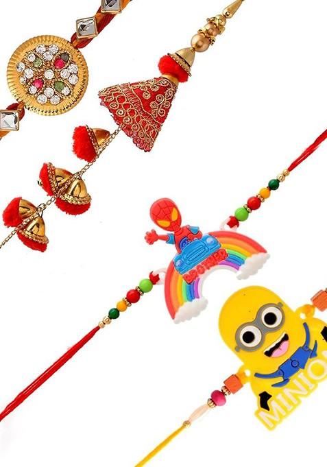 7 Pcs Rakhi With Showpiece And Tilak With Greetingcard