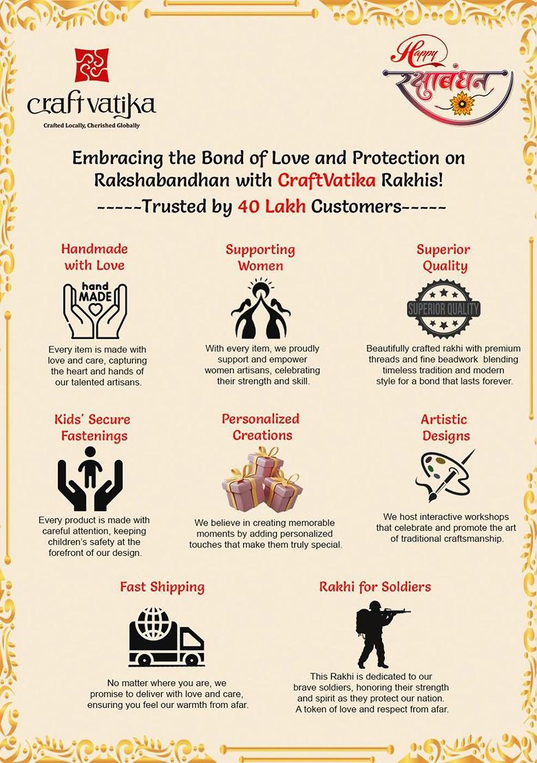 7 Pcs Rakhi With Showpiece And Tilak With Greetingcard