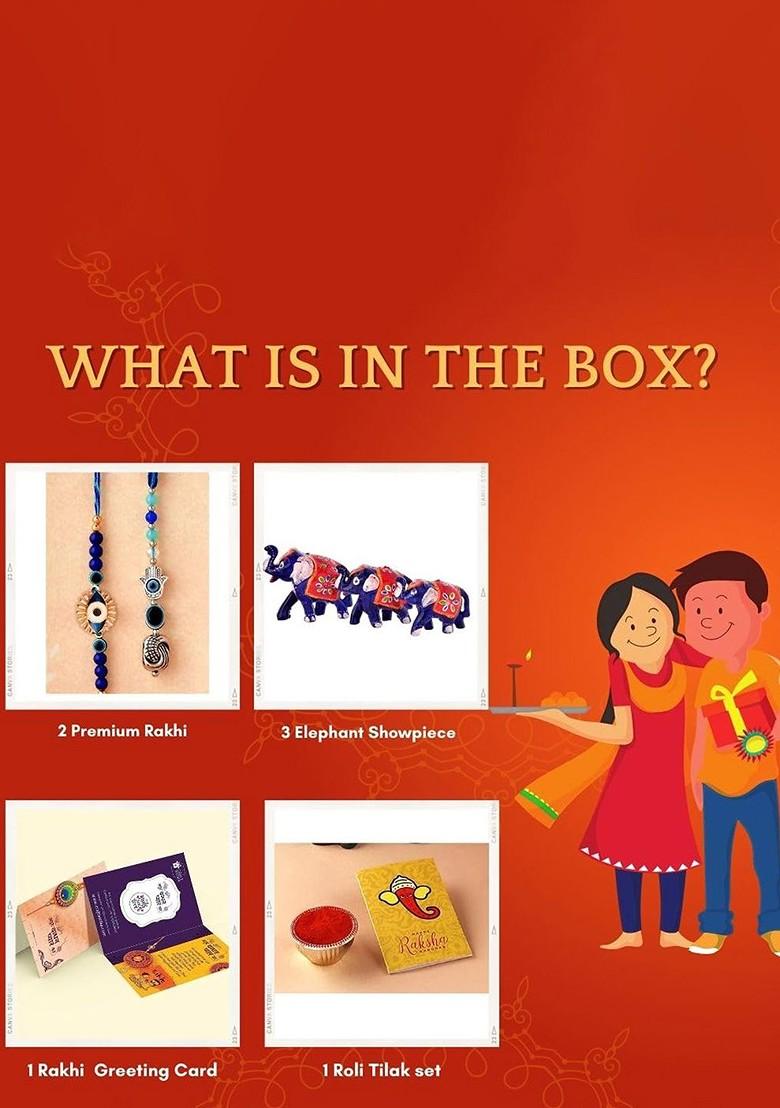 7 Pcs Rakhi With Showpiece And Tilak With Greetingcard