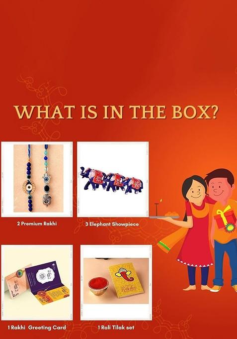 7 Pcs Rakhi With Showpiece And Tilak With Greetingcard