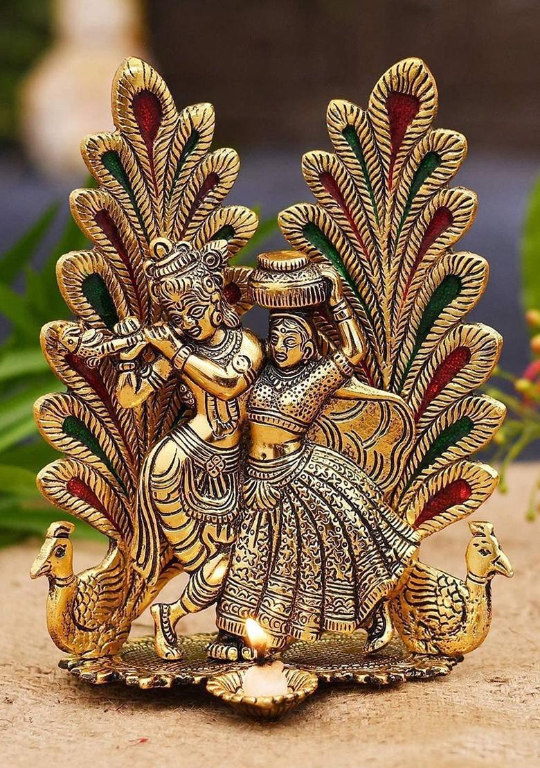 5 Pcs Radha Krishna With Greeting Card And Roli Chawal Rakhi Gift Set