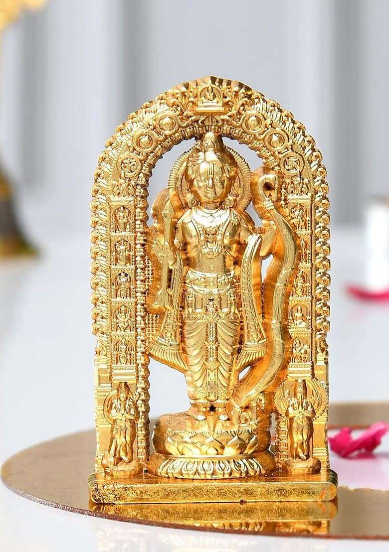 5 Pcs Ram Lalla With Greeting Card And Roli Chawal Rakhi Gift Set - Indya