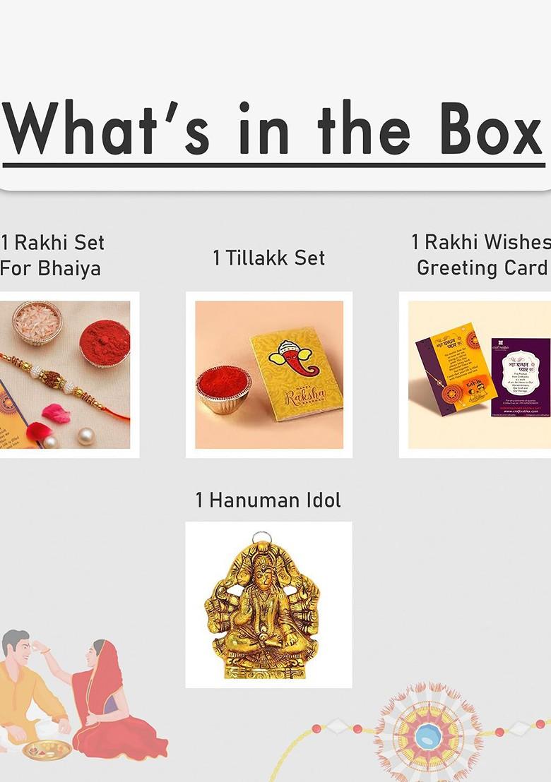 4 Pcs Rakhi With Showpiece And Tilak With Greetingcard - Indya