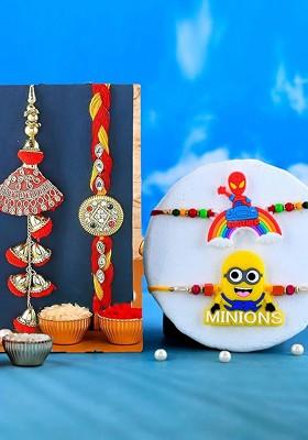 7 Pcs Rakhi With Showpiece And Tilak With Greetingcard