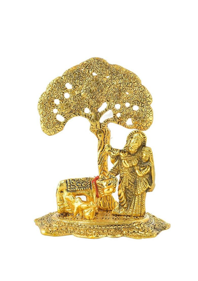 5 Pcs Radha Krishan With Greeting Card And Roli Chawal Rakhi Gift Set